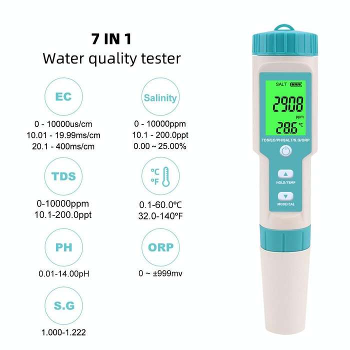 C-600A 7 In 1 Temperature/Salinity/PH/TDS/EC/ORP/SG Monitoring Pen(without Battery and Powder)