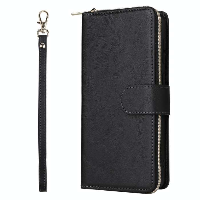 For Samsung Galaxy A23 9 Card Slots Zipper Wallet Bag Leather Phone Case(Black)