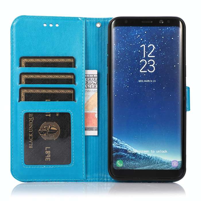 For Samsung Galaxy S8+ Skin Feel Embossed Sunflower Horizontal Flip Leather Case with Holder & Ca...