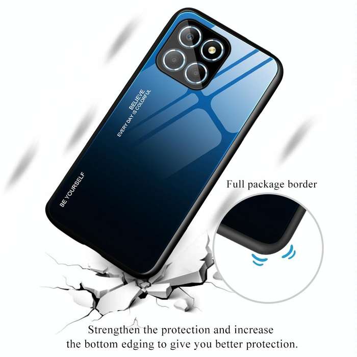 For Honor X8 Gradient Color Glass Phone Case(Pink Purple)