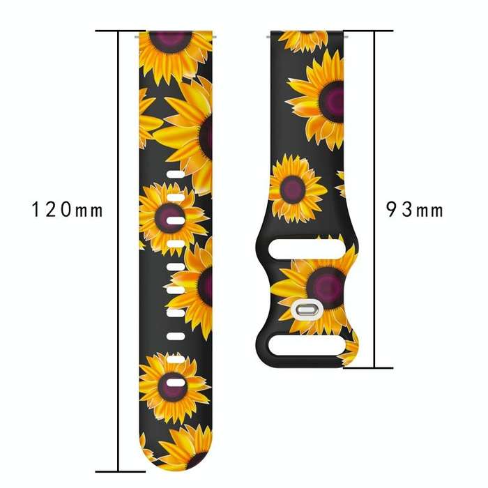 For Fitbit Versa Printing Butterfly Buckle Silicone Watch Band(Sun Flowers)