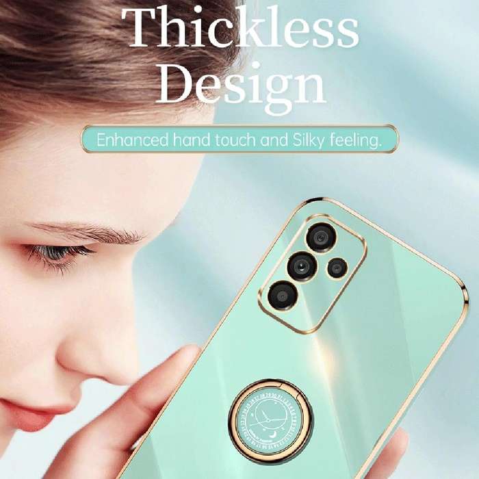 For Samsung Galaxy A14 5G XINLI Straight Edge 6D Electroplate TPU Phone Case with Ring Holder(Min...