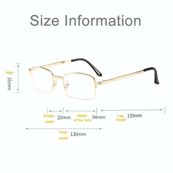 Folding Anti Blue-ray Presbyopic Reading Glasses with Case & Cleaning Cloth, +1.50D(Gold)