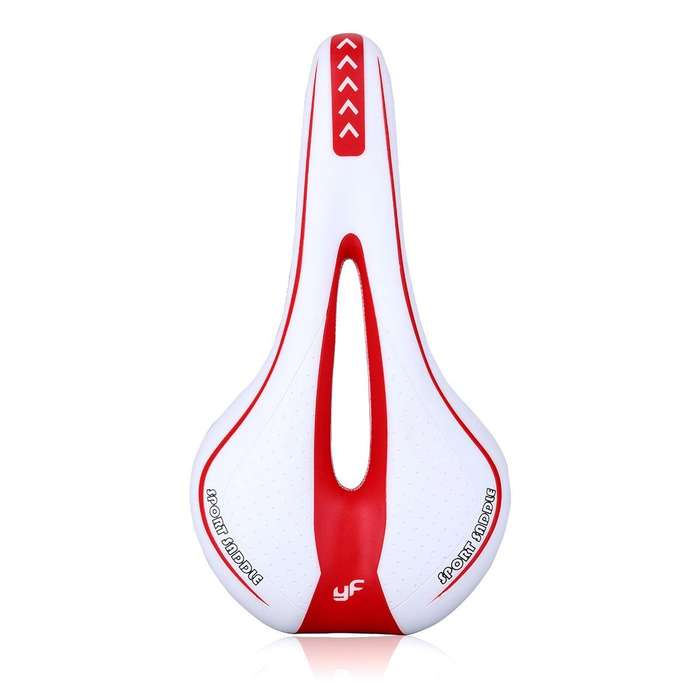 YAFEE YF-1018 Mountain Bike Saddle Bicycle Riding Saddle Bicycle Saddle(White Red)