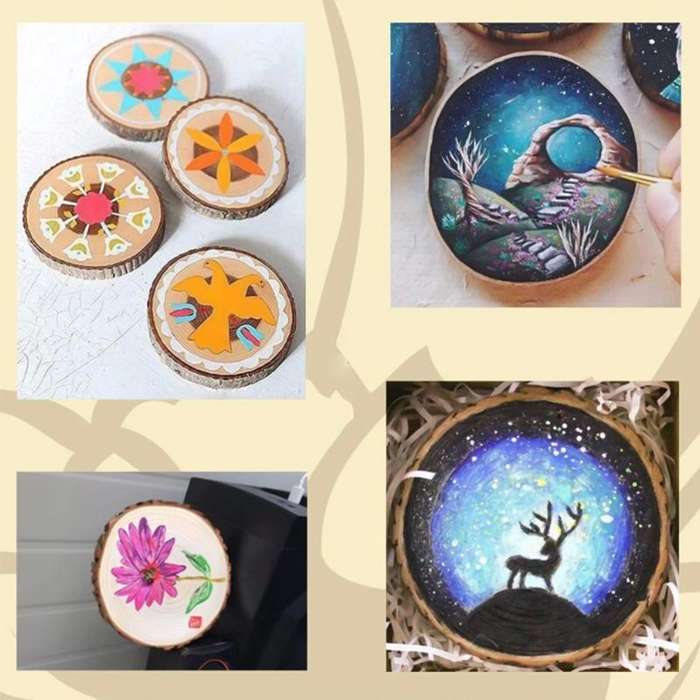 10 PCS Log Round Wood Pieces Hand-painted Decorative Shooting Props, Size:Large