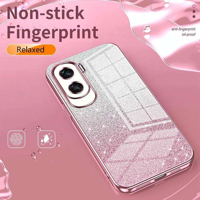 For Honor 90 Gradient Glitter Powder Electroplated Phone Case(Transparent)