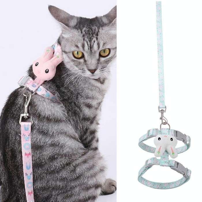 Rabbit Head Type Anti-breakaway Adjustable Cat Leash, Size: Small Suitable for Within 3kg(Green)