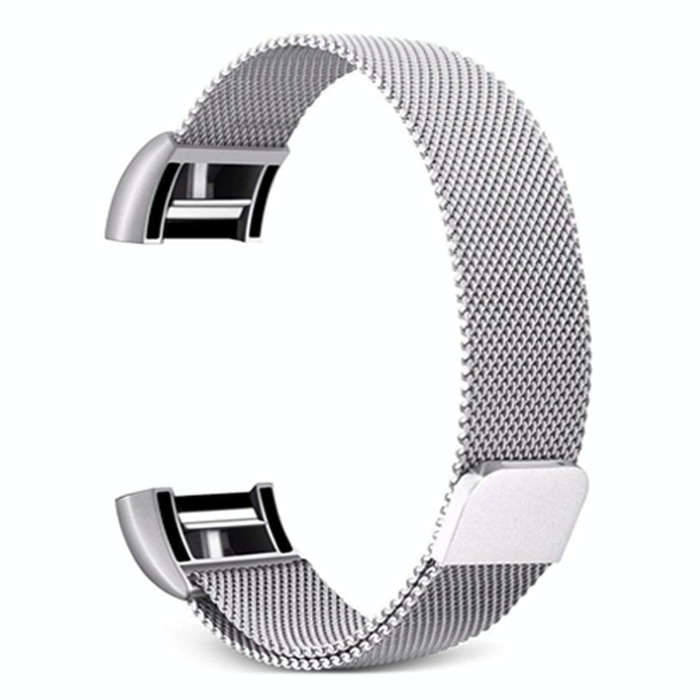 Smart Watch Stainless Steel Watch Band for FITBIT Charge 2, Size: L(Silver)