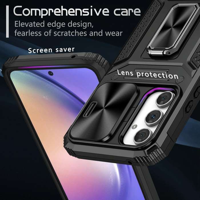 For Samsung Galaxy A54 5G Camshield Robot TPU Hybrid PC Phone Case(Black)