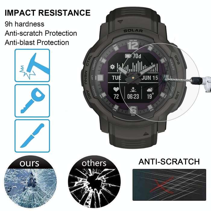 For Garmin Instinct Crossover Smart Watch Tempered Glass Film Screen Protector