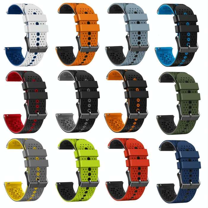 For Garmin vivoactive 4 22mm Perforated Two-Color Silicone Watch Band(Black+Grey)