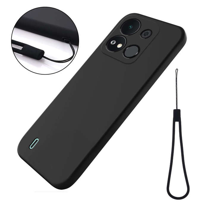 For itel A04 Pure Color Liquid Silicone Shockproof Phone Case(Black)