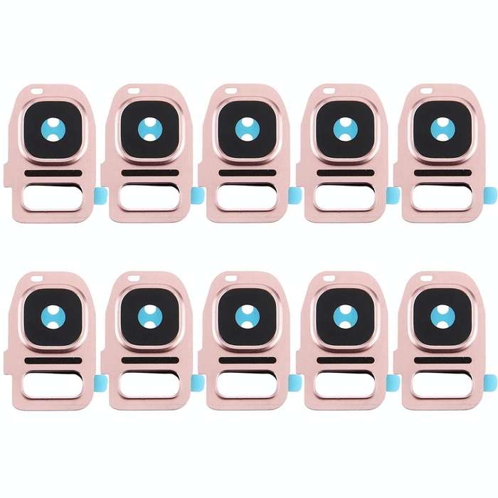 For Galaxy S7 / G930 10pcs Rear Camera Lens Cover + Flashlight Bracker (Rose Gold)