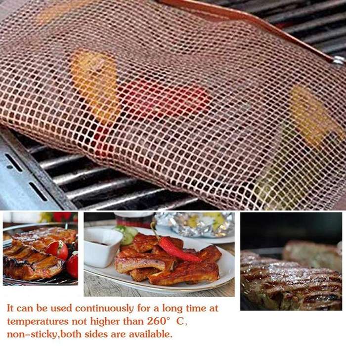 Barbecue Heat Resistant Non-stick Grilling Mesh BBQ Baking Bag, Size: 27 x 22cm (Copper)
