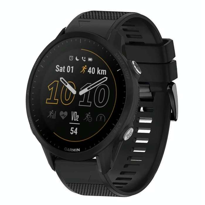 For Garmin Forerunner 955 22mm Quick Release Silicone Watch Band(Black)