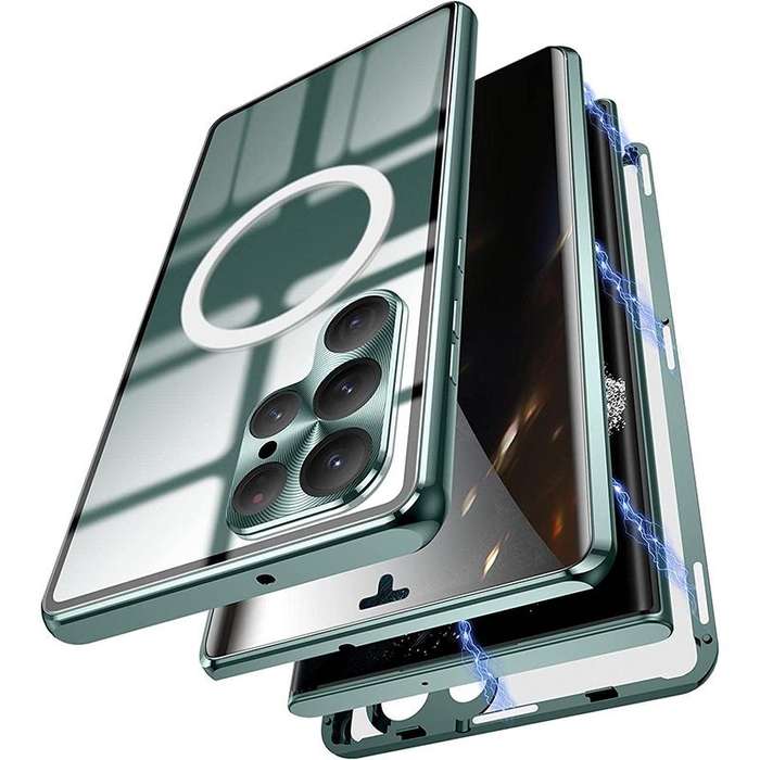 For Samsung Galaxy S22 Ultra 5G Lens Protector MagSafe Double Sided Magnetic Phone Case(Green)