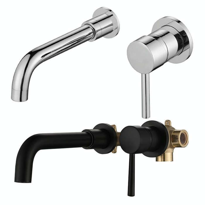 In-wall Hidden Concealed Faucet Hot and Cold Copper Mixing Valve, Specification: Black Split