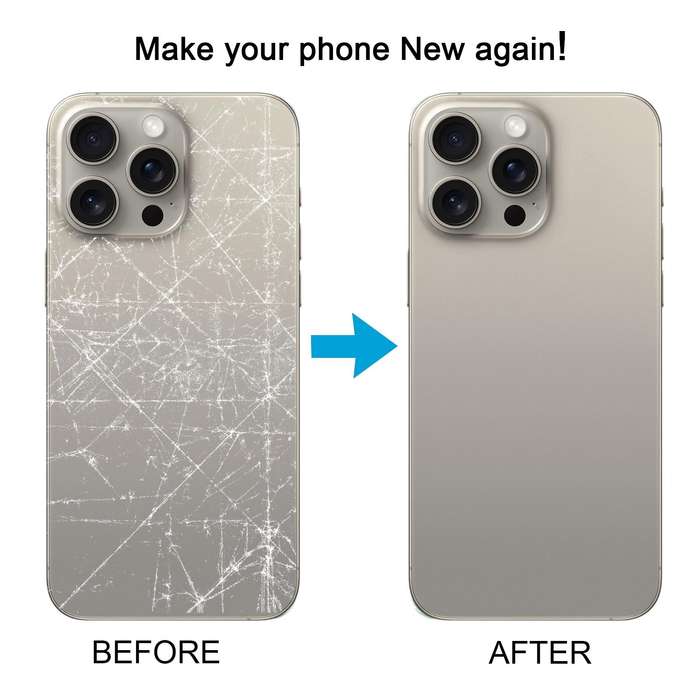 For iPhone 15 Pro Easy Replacement Big Camera Hole Glass Back Battery Cover(Titanium)