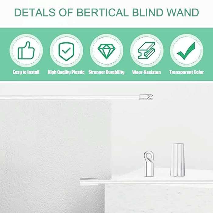5PCS Blinds Acrylic Transparent Rod Move Light Rod With Hook Handle, Size: 12 Inch