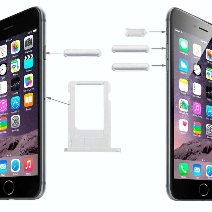 Card Tray & Volume Control Key & Screen Lock Key & Mute Switch Vibrator Key Kit for iPhone 6 (Pla...