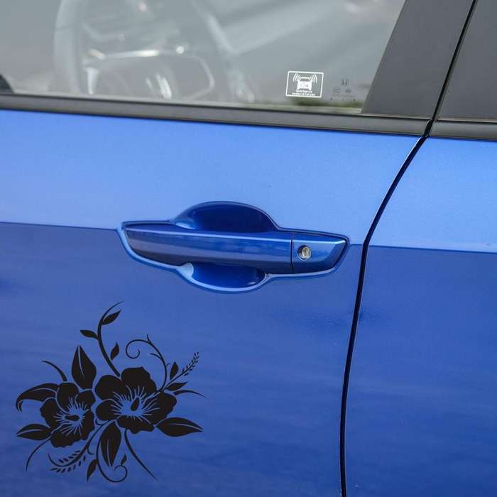 D-798 Flowers Bloom Pattern Car Modified Decorative Sticker(Black)