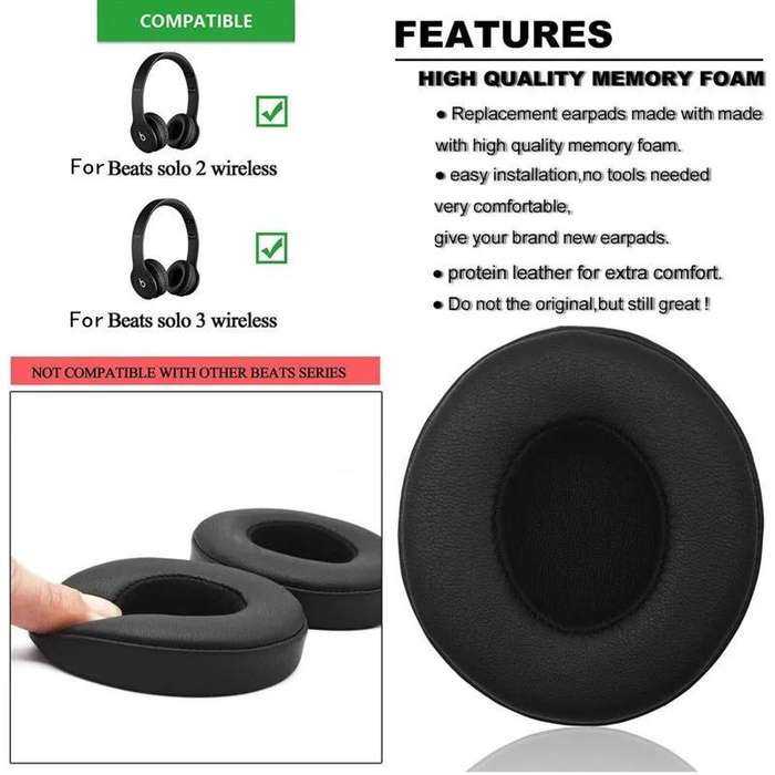 1 Pair Soft Sponge Earmuff Headphone Jacket for Beats Solo 2.0 / 3.0, Bluetooth Version(White)
