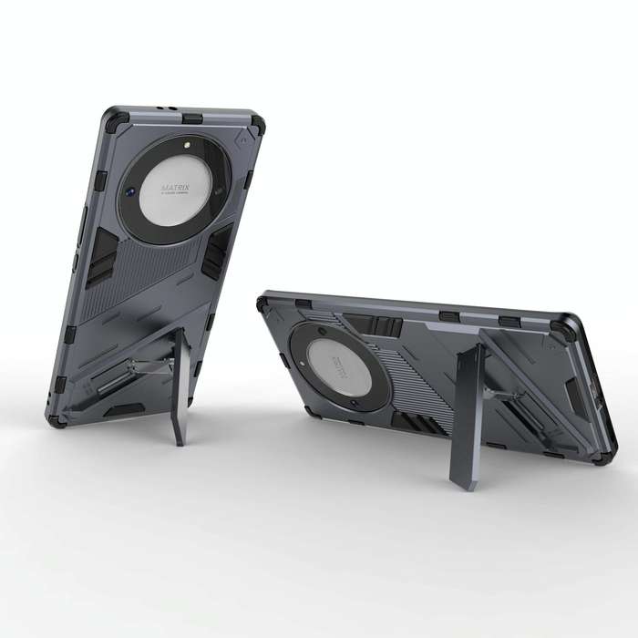 For Honor X9a/X40 5G/Magic5 Lite Punk Armor PC + TPU Phone Case with Holder(Grey)