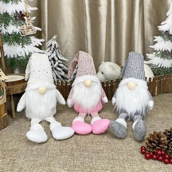 Christmas Decorations Dolls Faceless Elderly Dolls Window Decorations(White)