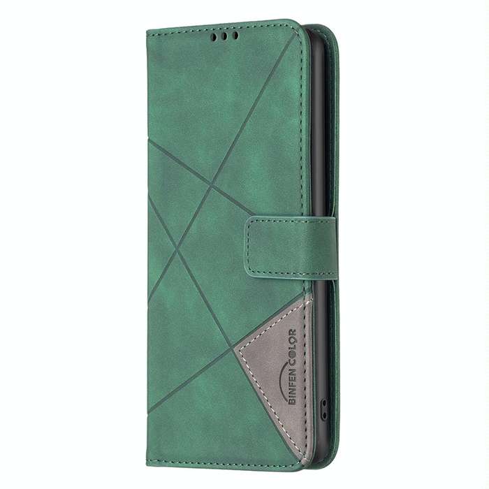 For vivo Y27 4G Magnetic Buckle Rhombus Texture Leather Phone Case(Green)