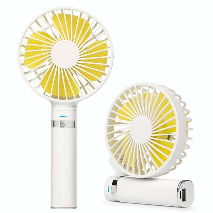 S2 Portable Foldable Handheld Electric Fan, with 3 Speed Control & Night Light (White)