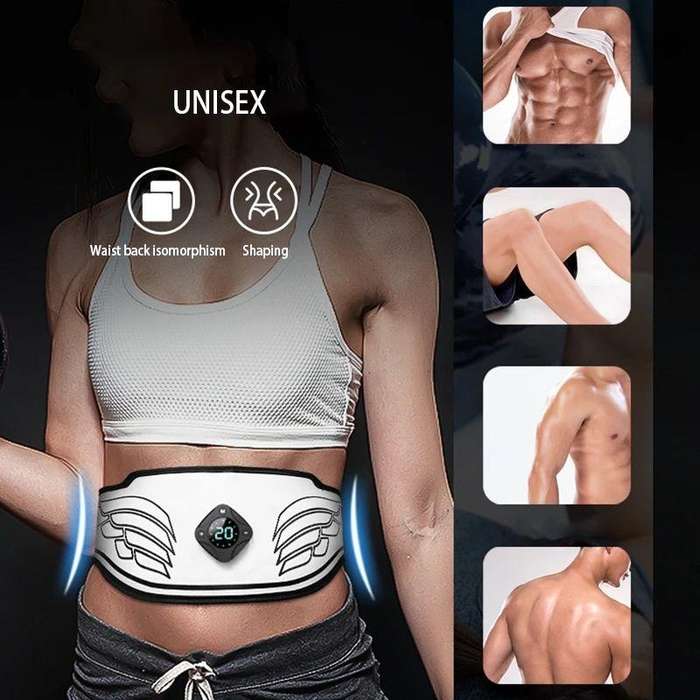 Belly Fat Reduction Massage Belt 20 Massage Levels EMS Abdominal Vibration Belt(White)