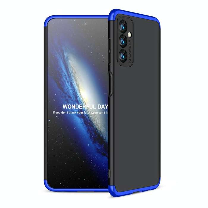 For Samsung Galaxy F13 / M13 India GKK Three Stage Splicing Full Coverage PC Phone Case(Black Blue)