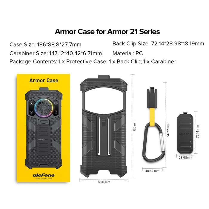 For Ulefone Armor 21 Ulefone Back Clip Phone Case with Carabiner(Black)