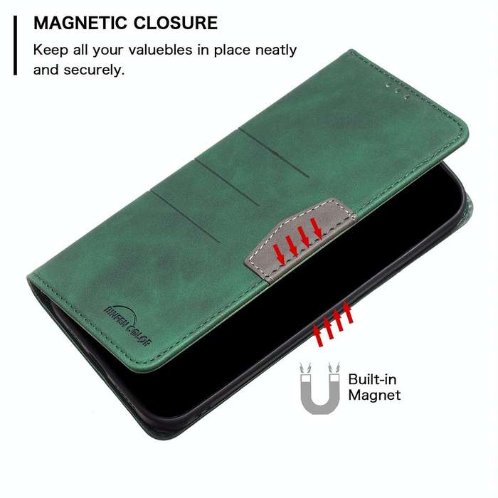 For OPPO A57 4G Magnetic Splicing Leather Phone Case(Green)