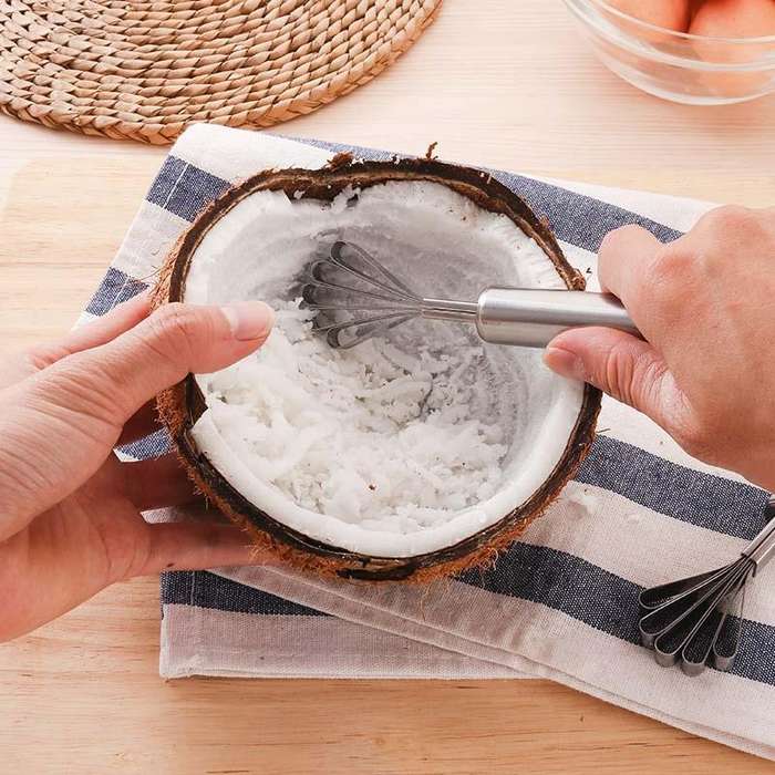 Stainless Steel Copra Planer All Steel Handle Coconut Planing Fish Scale Planer Seeder(Silver)