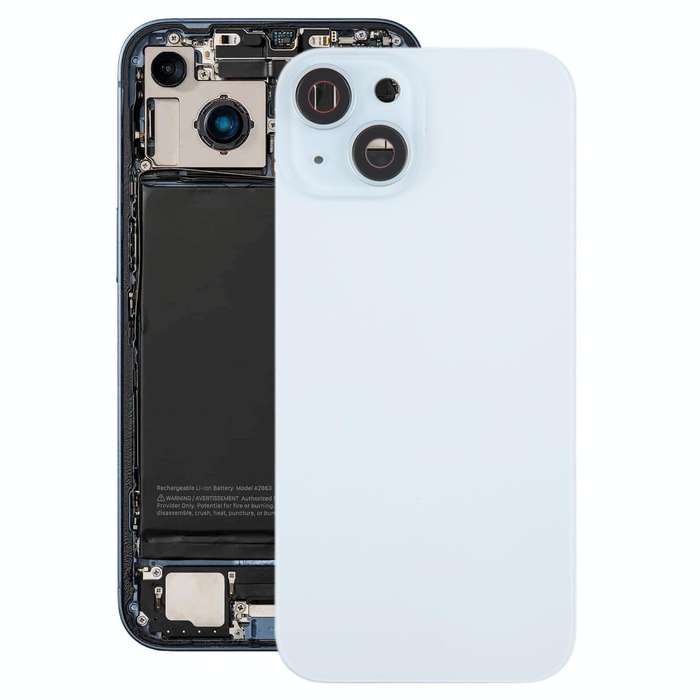 For iPhone 15 Plus Battery Back Cover with Camera Lens Cover + MagSafe Magnet(Blue)
