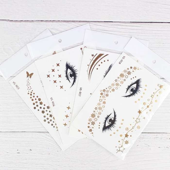 20 PCS Waterproof Bronzing Face Tattoo Stickers Party Masquerade Face Stickers(VS-032)