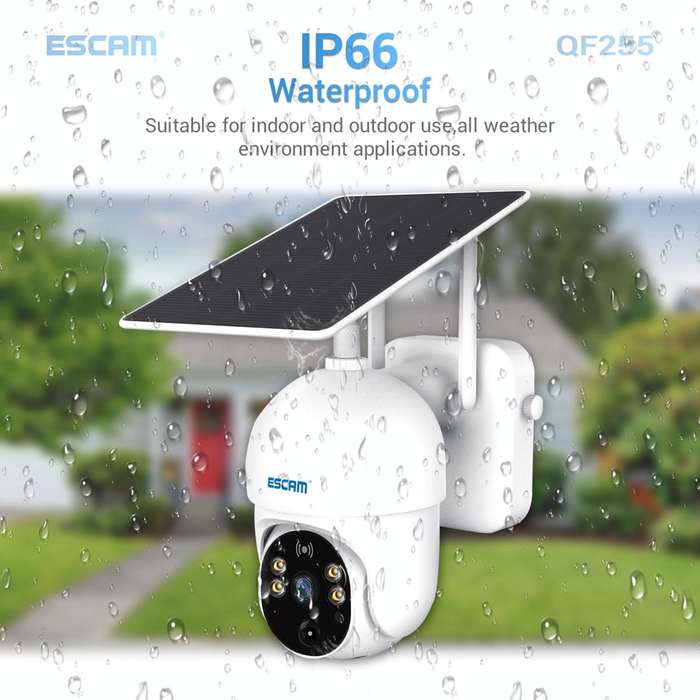 ESCAM QF255 2.0 Million Pixels 1080P HD WiFi Solar Camera, Support Two-way Voice & PIR Motion Det...