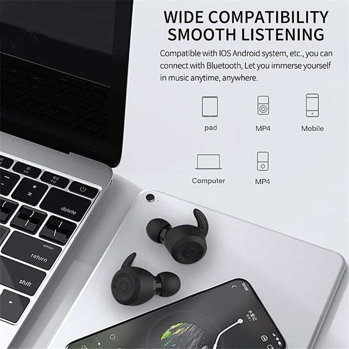 T20 TWS Bluetooth Hooks Wireless Sports Headphones with Charging Box IPX6 Waterproof Noise-cancel...