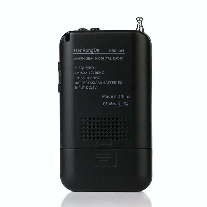 HRD-104 Mini Portable FM + AM Two Band Radio with Loudspeaker(Black)