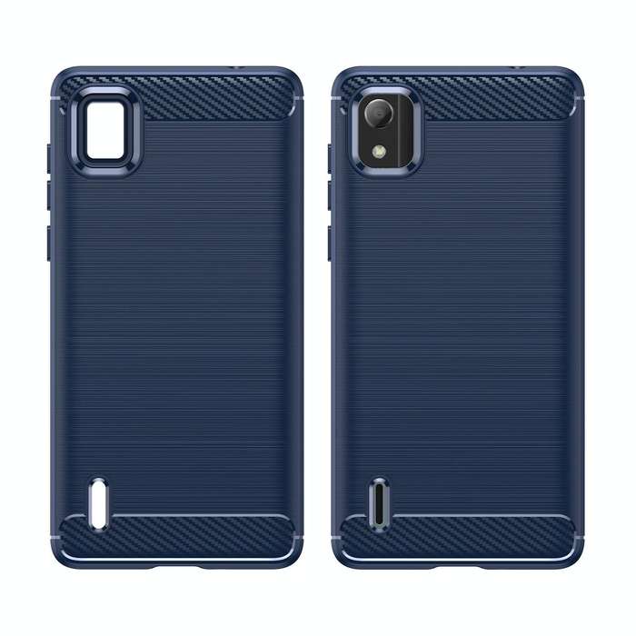 For Nokia C2 2nd Edition Brushed Texture Carbon Fiber TPU Phone Case(Blue)