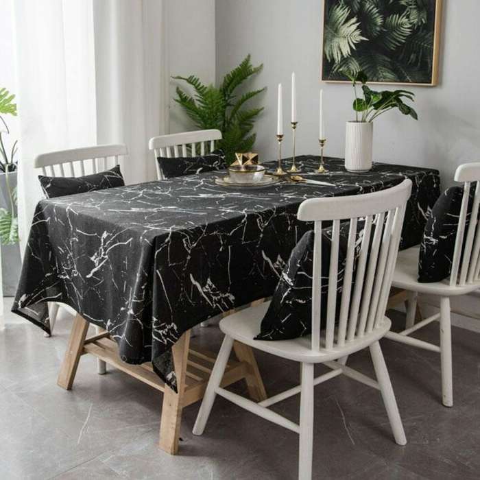 Marble Pattern Minimalist Tablecloth Cover Table Cloth Cotton Linen Dust-proof Cabinet Cloth, Siz...
