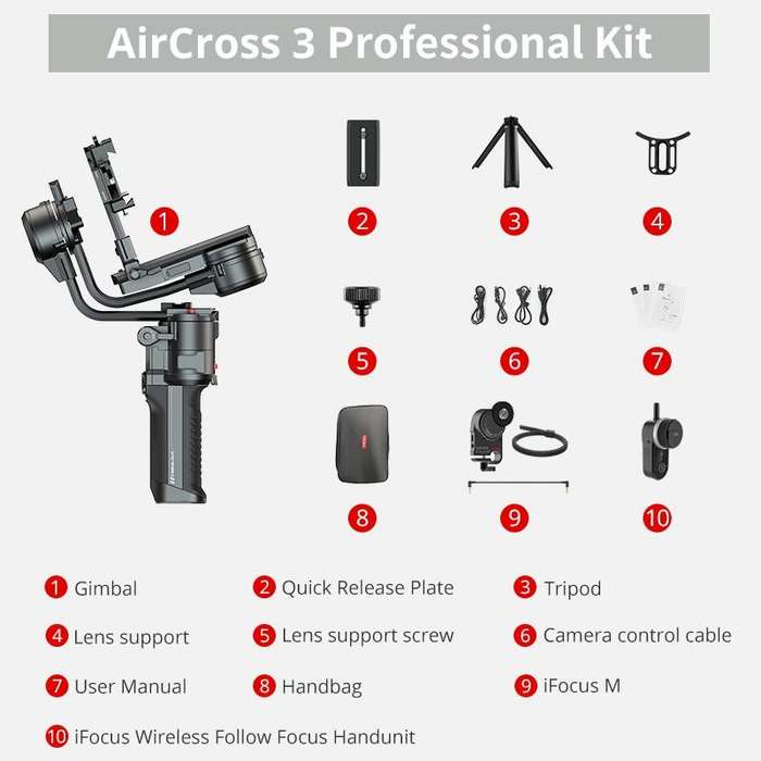 MOZA AirCross 3 Professional 3 Axis Handheld Anti-shake Gimbal Stabilizer for DSLR Camera, Load: ...