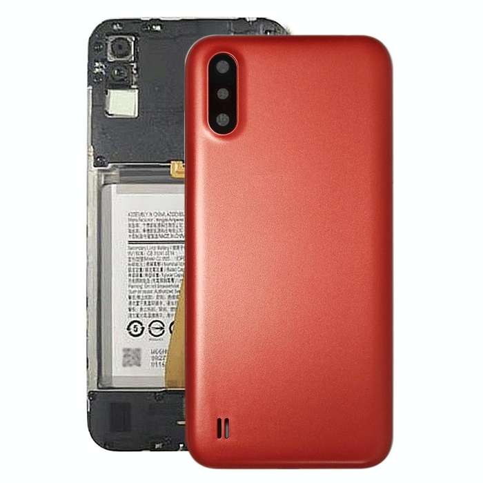 For Samsung Galaxy A01 SM-015F Battery Back Cover With Camera Lens (Red)