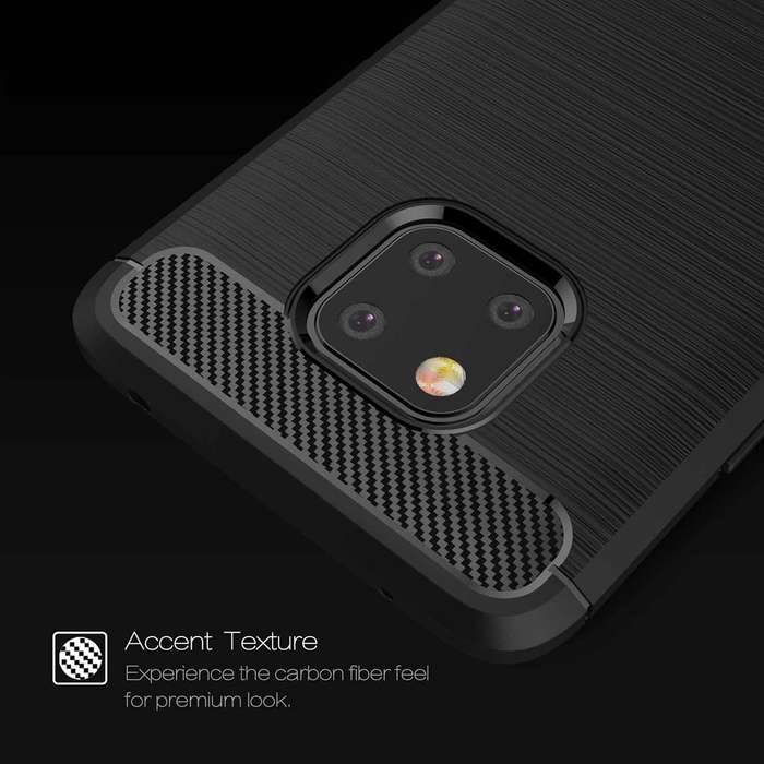 Brushed Texture Carbon Fiber Shockproof TPU Case for Huawei Mate 20 Pro (Navy Blue)