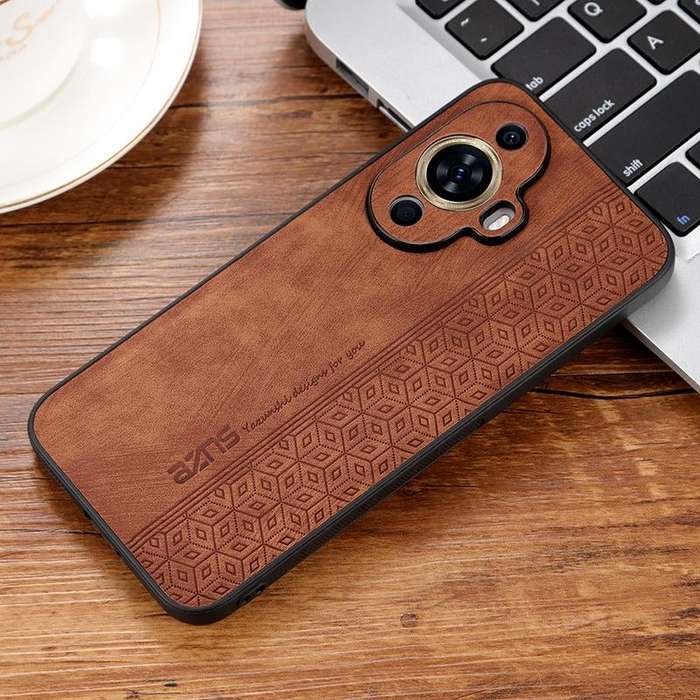 For Huawei nova 11 AZNS 3D Embossed Skin Feel Phone Case(Brown)