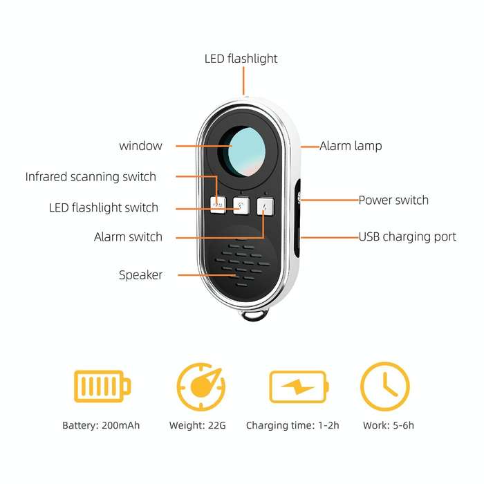 S200 Camera Detector with LED Flashlight (White)