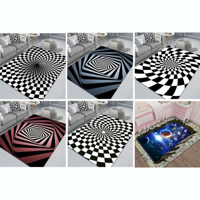 3D Stereo Rectangular Visual Geometric Living Room Carpet, Size: 40x60cm(09)