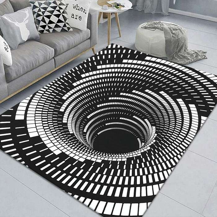 3D Geometric Stereo Trap Vision Living Room Bedroom Carpet, Size: 40x60cm(Rectangular Visual D)
