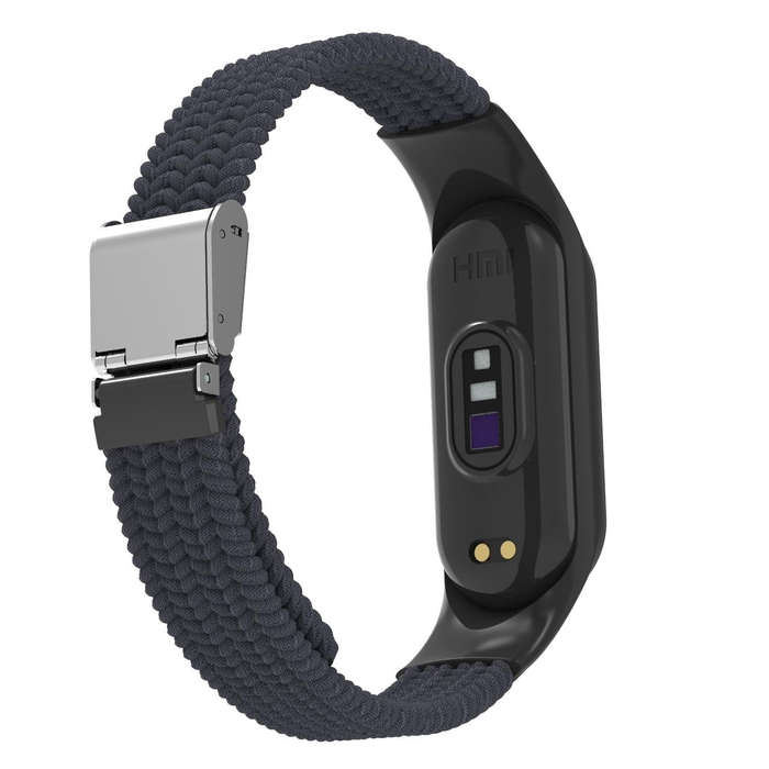 For Xiaomi Mi Band 7 Adjustable Nylon Braided Integrated Watch Band(Charcoal)